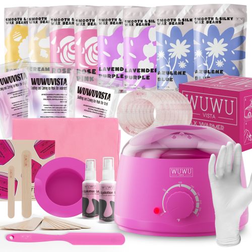 Waxing Kit WUWUVISTA 69 Items Hair Removal Wax Kit With Wax Warmer Waxing Beads For Face, Brazilian, Full Body, Bikini, Sensitiive Skin Skin Suitable