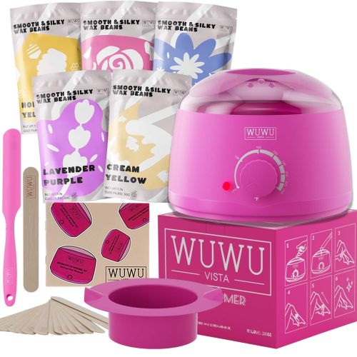 Waxing Kit 19 Items, WUWUVISTA Hair Removal Wax Kit With Wax Melt Warmer Waxing Beads For Face, Brazilian, Full Body, Bikini Suitable For Plugs Of Ame