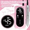 Portable Nail Drill Machine Professional 45000RPM, Rechargeable Electric Nail Drill Machine for Acrylic Nail Gel Polish Removal