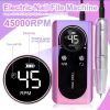 Portable Nail Drill Machine Professional 45000RPM, Rechargeable Electric Nail Drill Machine for Acrylic Nail Gel Polish Removal